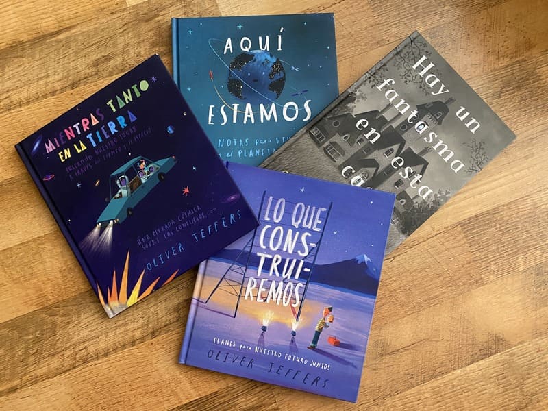 Oliver Jeffers, Literatura infantil, Perdido y encontrado, aquí estamos, Hay un fantasma en esta casa, mientras tanto en la tierra, libros