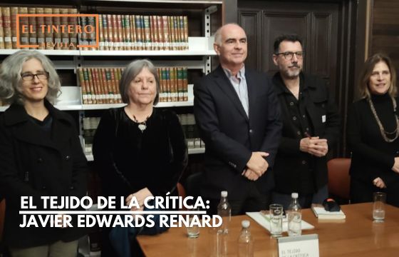 “Javier Edwards presenta su libro El tejido de la crítica en la Sala Billarmino de la UAH, acompañado de Diamela Eltit y Alberto Fuguet.”